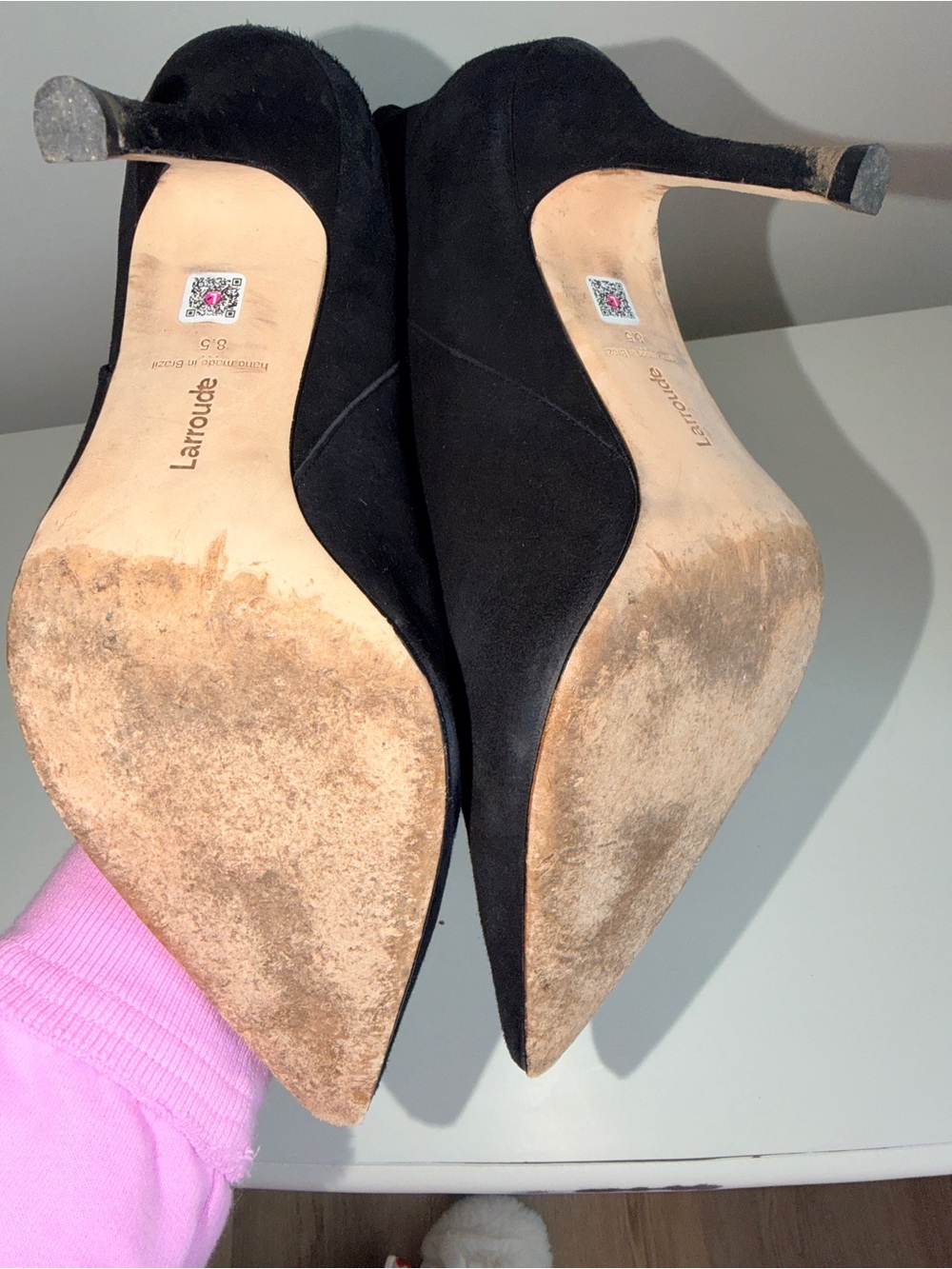 Larroude/Size 8.5 Kate Black Suede Knee-High Pointed-Toe Stiletto Boots - Picture 8 of 8